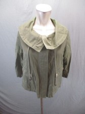 TALBOTS Size 4 Women Olive Nylon Cotton Wide Collar Drawstring Spring Jacket 250