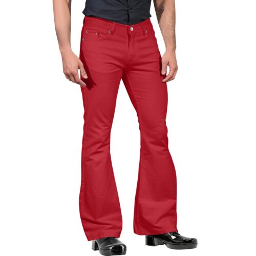 Men's Stretch Bell Bottoms Relaxed Fit Comfort Flared Leg Pocket Suit Trousers - Picture 50 of 54