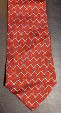 Amherst  Brock Mens Red Interlocking Diamond Rope Rings Silk Neck Tie Necktie