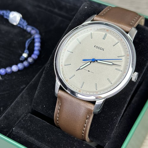 NEW✅GIFT SET✅ Fossil Minimalist Brown Leather Men's Watch W/ Bracelet FS5966SET - Picture 2 of 15