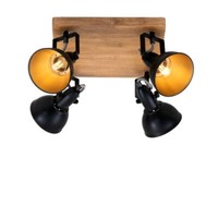 Spotleuchte Dreh- & Schwenkbar 4X E14 25 W Schwarz-Gold Holz Briloner