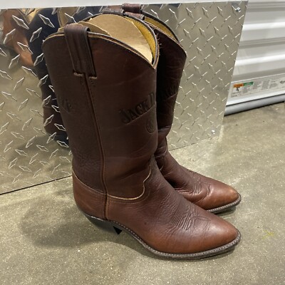 Vtg Jack Daniels Old #7 Womens Brown Leather Pointed Toe Cowboy Boots Size  7M