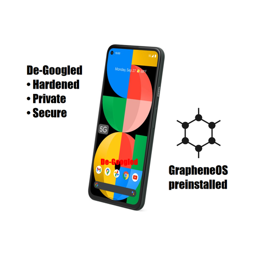 DeGoogled Pixel 5a 5G 128GB Mostly Black Unlocked, Excellent Cond