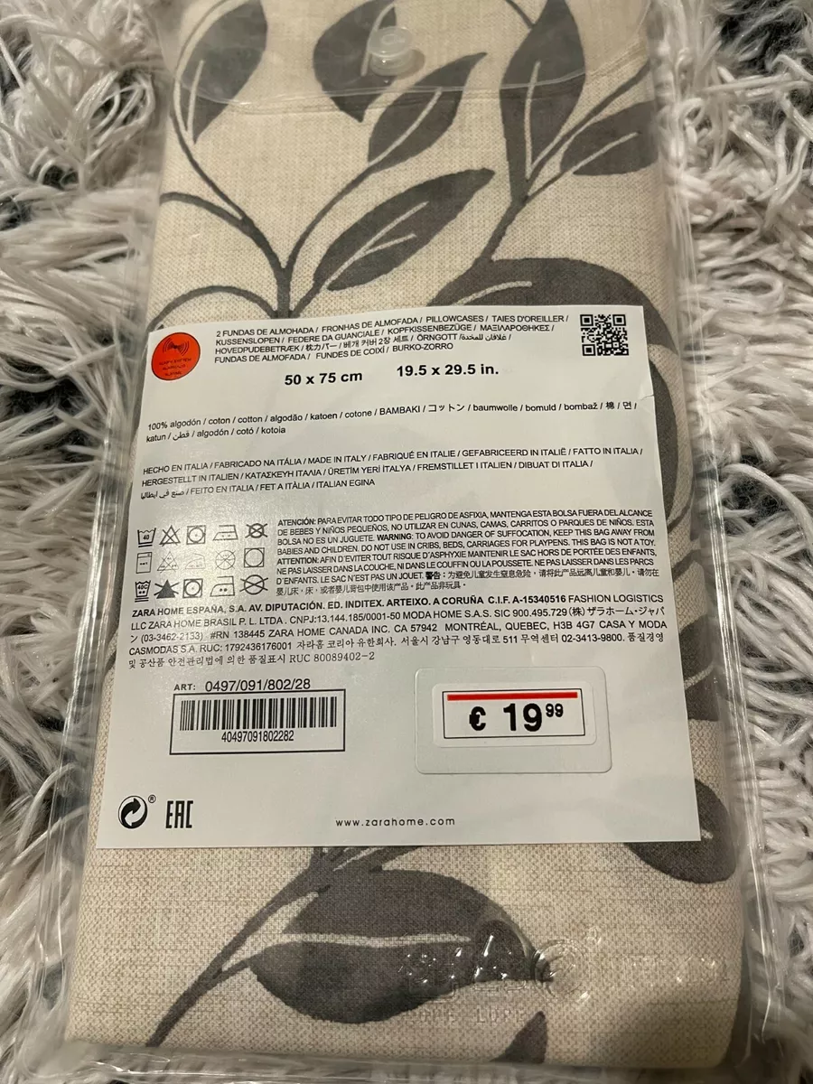 NWT Zara Home 100 cotton 150 TC standard pillowcases Pack 2 19 5
