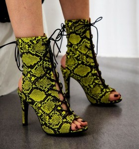 snakeskin open toe booties
