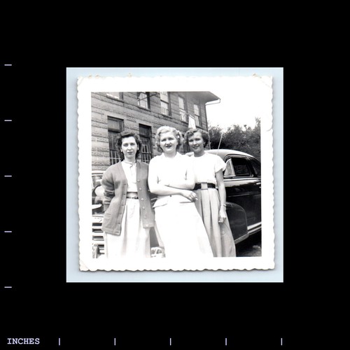 Vintage Square Photo WOMEN STANDING BY CLASSIC CAR eBay