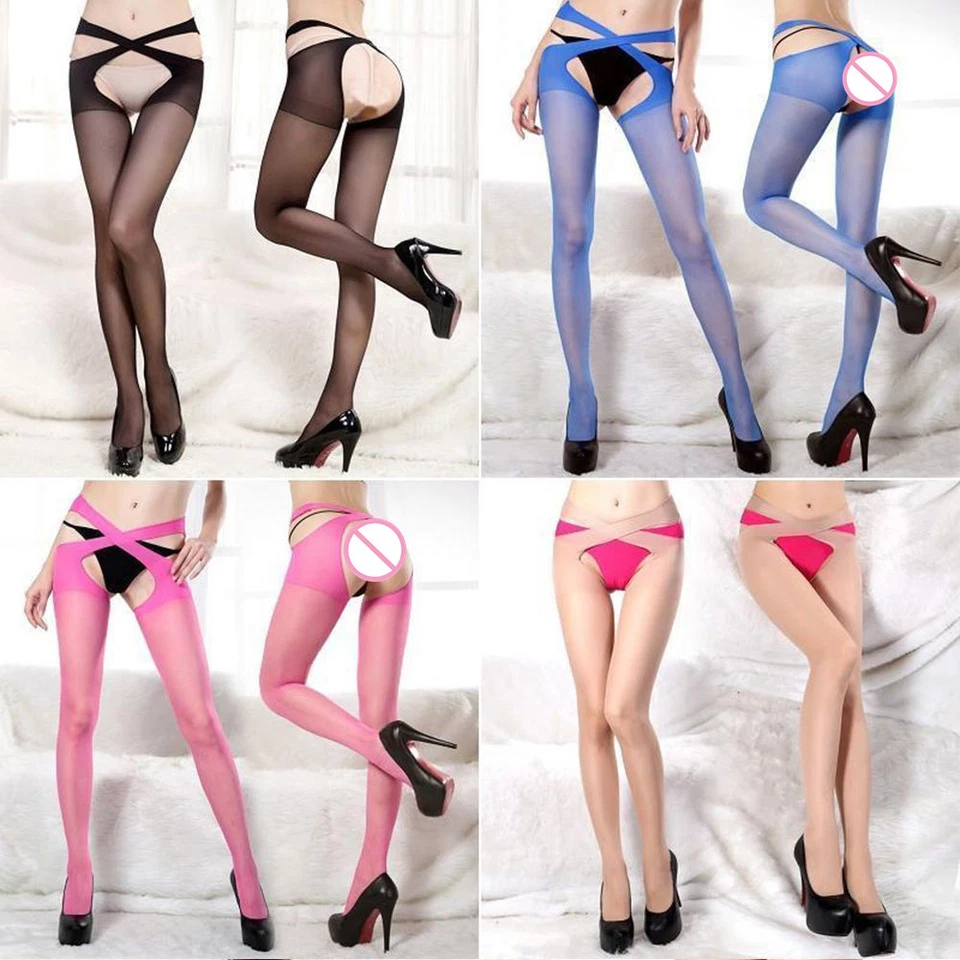 # Sexy Nylon Straps Strumpfhose Kreuz-Taillenhalter Po offen Stocking Fetisch  - Bild 4 von 4