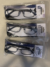 "3 pair" Foster Grant TI104 gun metal gray TI TECH 3.25 Reading READERS Glasses