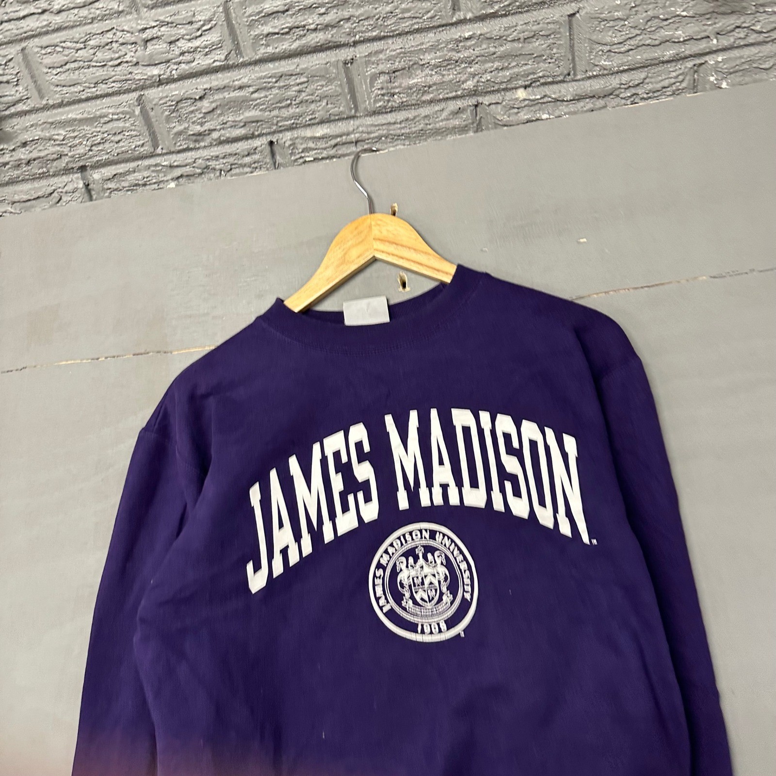 Champion Eco James Madison University Jmu Purple Crewneck Sweatshirt Small