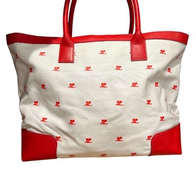 Courreges White Red Handbag 16-inch