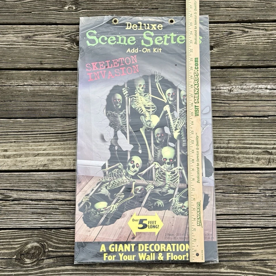 Setters de escenas de lujo esqueleto invasión Halloween 5 pies pared puerta decoraciones Foto 2 de 4