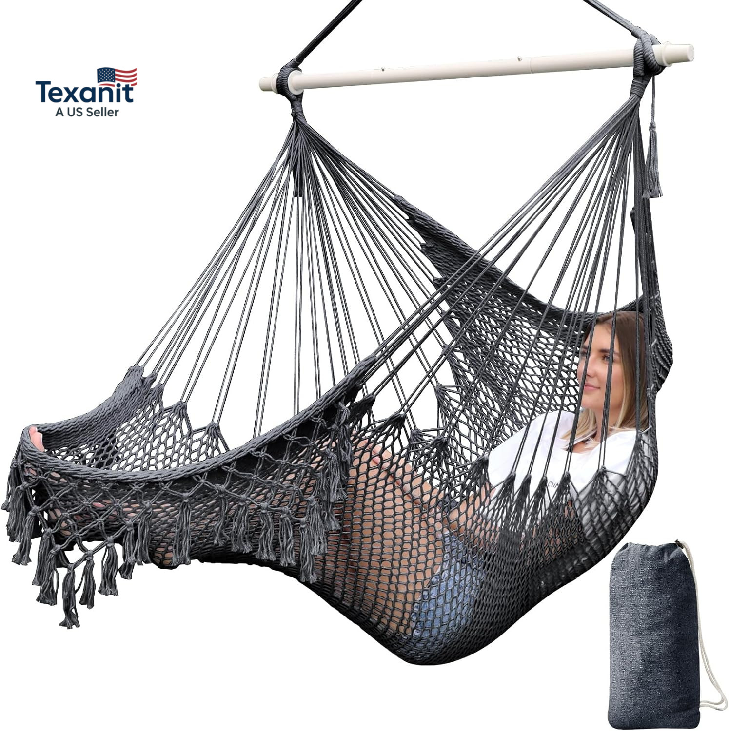 Handmade Hanging Chair Cotton Rope Woven Hanging Seat Soft-s