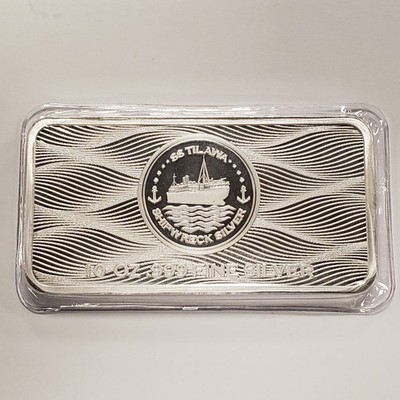 SS Tilawa 1942 Shipwreck Silver 10 oz .999 Silver Bar - SEALED