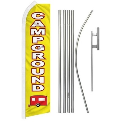 Campground Swooper Flutter Feather Advertising Flag & Pole Kit 100D