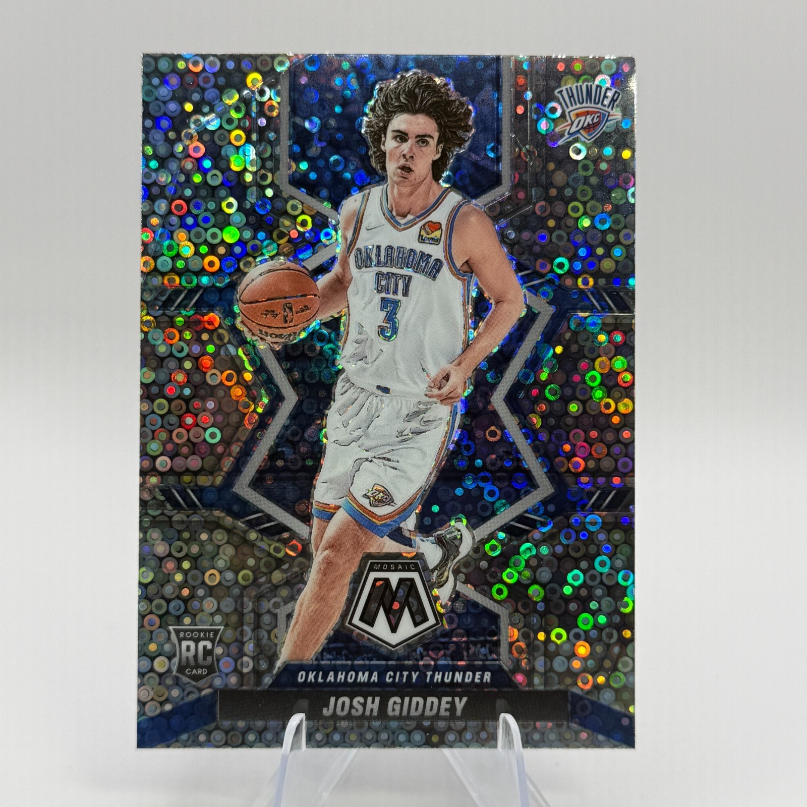2021 Panini Mosaic Josh Giddey RC #210 Fastbreak Disco Variation OKC Thunder