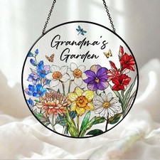 Personalized Grandma Garden Birth Month Flower Acrylic Suncatcher Gift