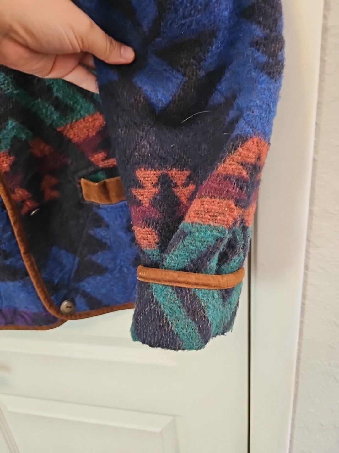 Vntg 80s Fox Run Navajo Western Print Jacket Mismatched Buttons Vntg Small