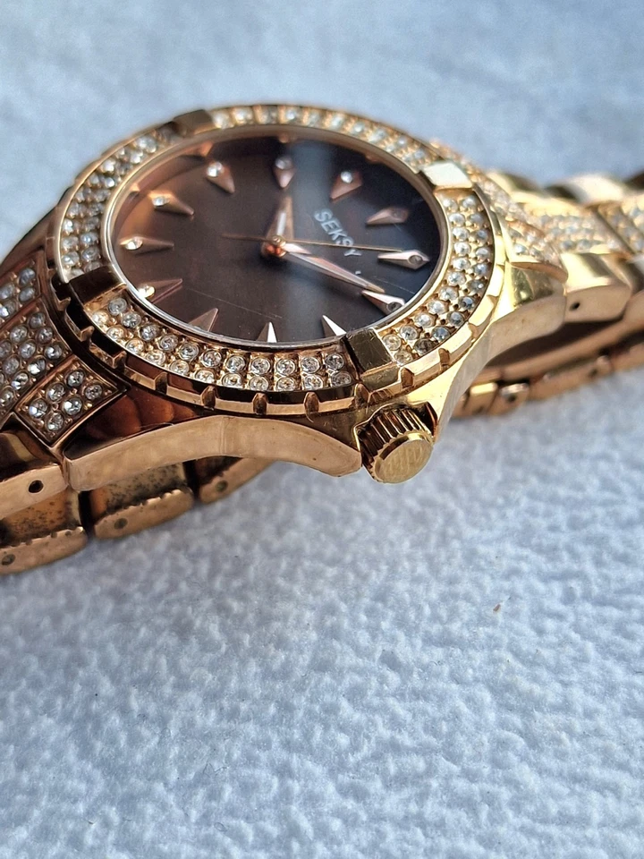 Seksy/ Sekonda Ladies Gold Fashion Watch Quartz 33mm Brown Dial Crystal Bracelet - Image 2 of 4