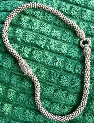 Vintage Nachlass Gabrielle Bruni Sterlingsilber 14K Gold Diamant Popcorn Halskette