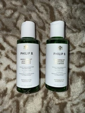 2 X PHILIP B Peppermint Avocado Shampoo Scalp Invigorator~2 fl oz/60 ml Each