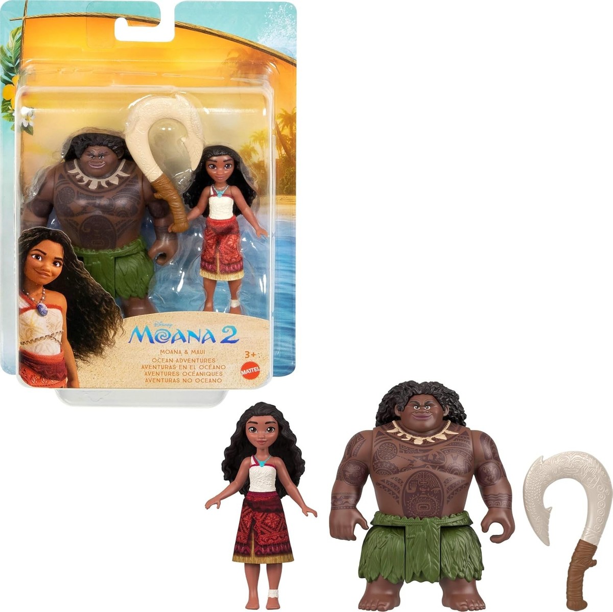 マウイ & コトゥフィギュア Moana2 Mattel Disney Moana 2 Toys, & Maui Ocean Adventures 2-Pack with 2
