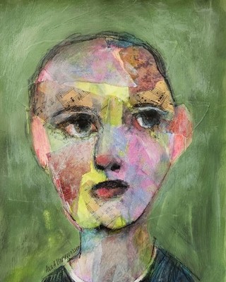 Original Painting Art  Abstract Face Expressionist Man Portrait 14x11