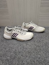 Adidas Women Tennis Shoe 7 White Purple Barricade Lace Up Comfort Performance