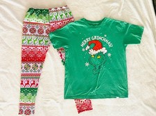 Holiday Grinch XL/L Christmas T-Shirt plus Leggings Merry Grinchmas Outfit