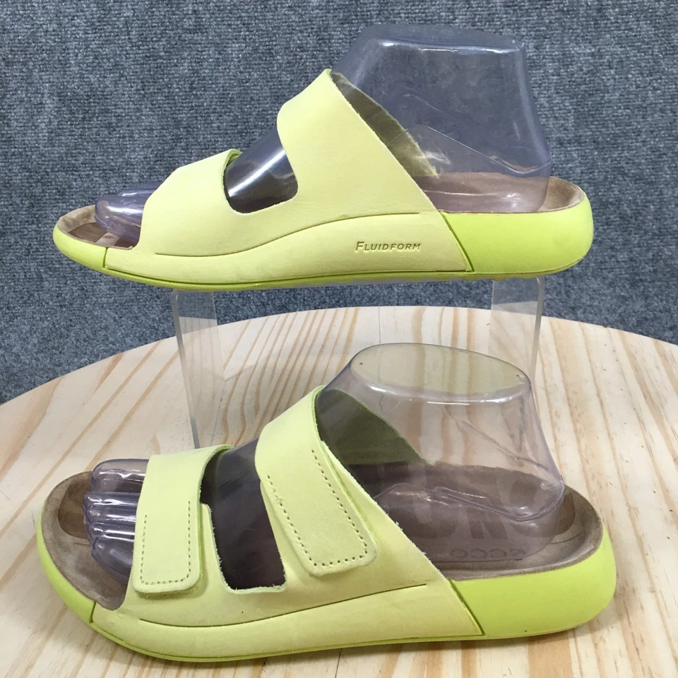 Sandalias ECCO para mujer 38 2nd Cozmo informales sin cordones planas deslizables cuero verde lima Foto 2 de 4