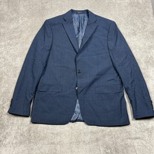 John Varvatos Blazer Men 42R Blue Zignone Italy Super 120s Wool Jacket Coat