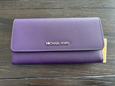 Michael Kors Jet Set Travel Large Trifold Wallet Dark Purple