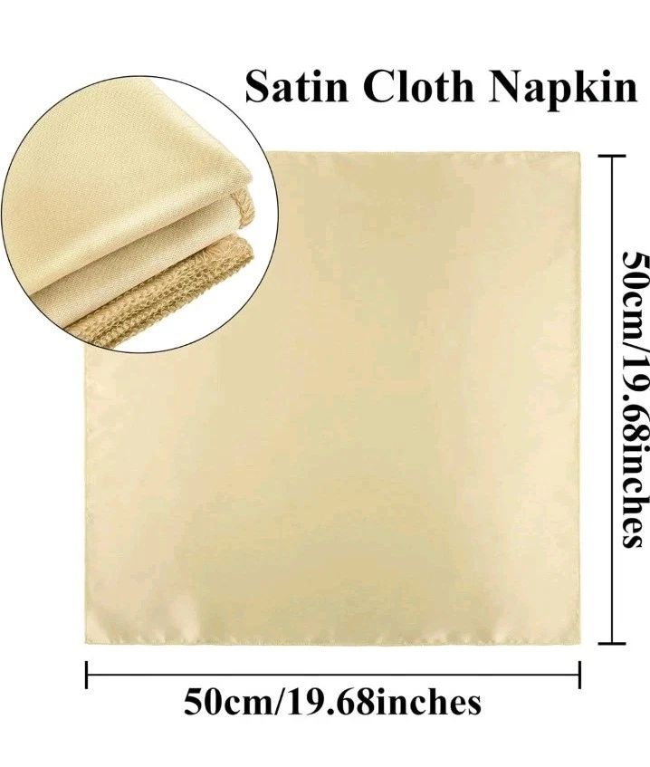 Aneco 12 Pieces Satin Napkin Square 20 x 20 Inches Dinner Napkins Weddings Party - Image 2 of 4