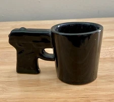Big Mouth Toys Novelty Shot Glass Black Ceramic "Shooter" Pistol Gun