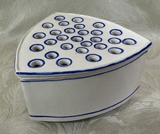 Vintage Whitby Pottery Studio - The Whitby Flower Brick - Blue and White