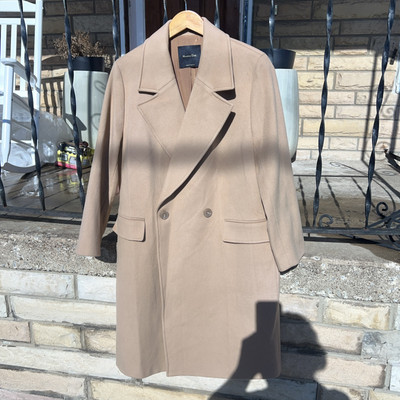 Massimo Dutti Women's Mid-length Woolen Coat Double-breasted