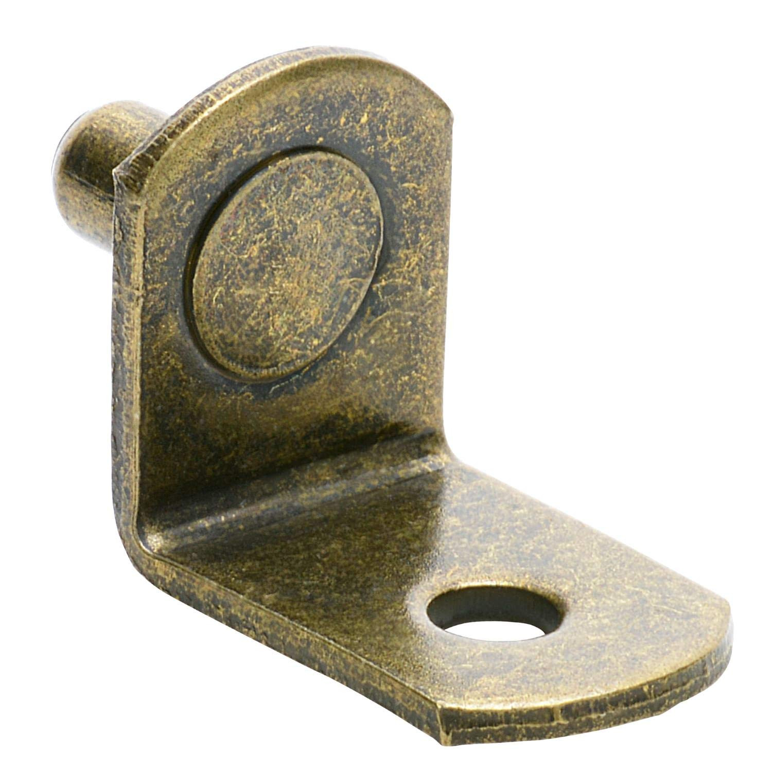 1/4 Inch Antique Brass Cabinet Shelf Support Pegs with Hole - Pack of 10-image