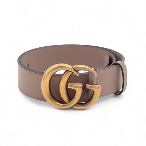 Gucci 400593 Interlocking G Belt 80 Leather x GP Brown