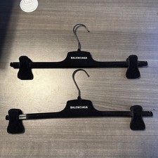 2 Authentic Balenciaga Hangers with Clips - Black - Velvet - Great Condition