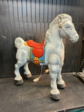 Vintage 1950s MOBO BRONCO England Child's Pressed Tin Cowboy Riding Horse 30  