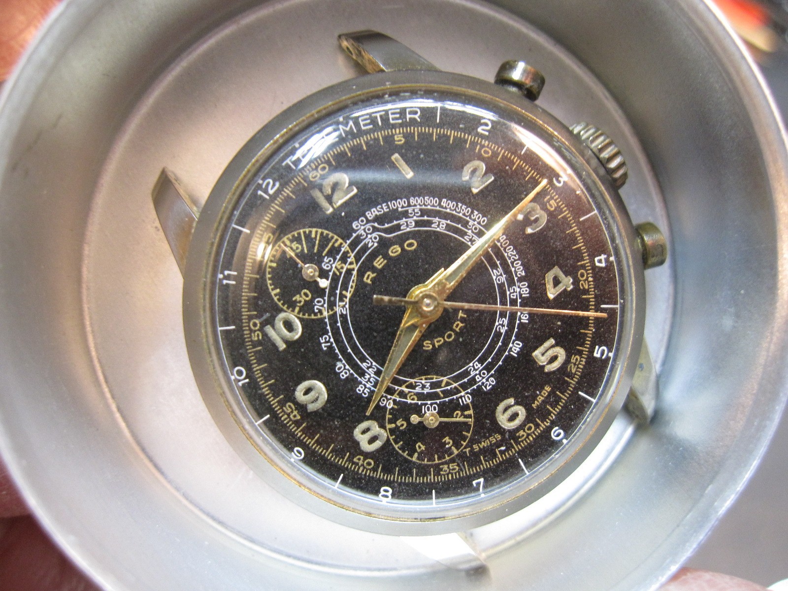 mans Rego Sport Telemeter 2 pusher wristwatch 36mm diameter