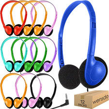 Kids Headphones Bulk 12 Pack for Classroom School Students, Wholesale Multi Colo
