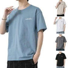 Men's Casual Printed Crew Neck Tee Short Sleeve Blouse for Outdoor Activities