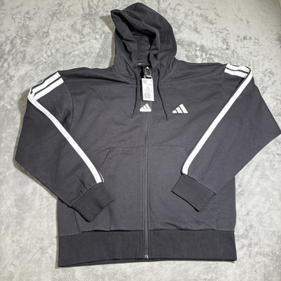 NWT Adidas Men's Essentials Track Tops 3-Stripes Full-Zip Hoodie Size Large