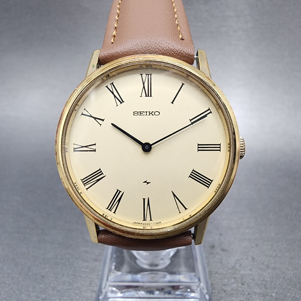 Seiko Watch Men 34mm Champagne Dial Gold Tone 2220-0430 Manual