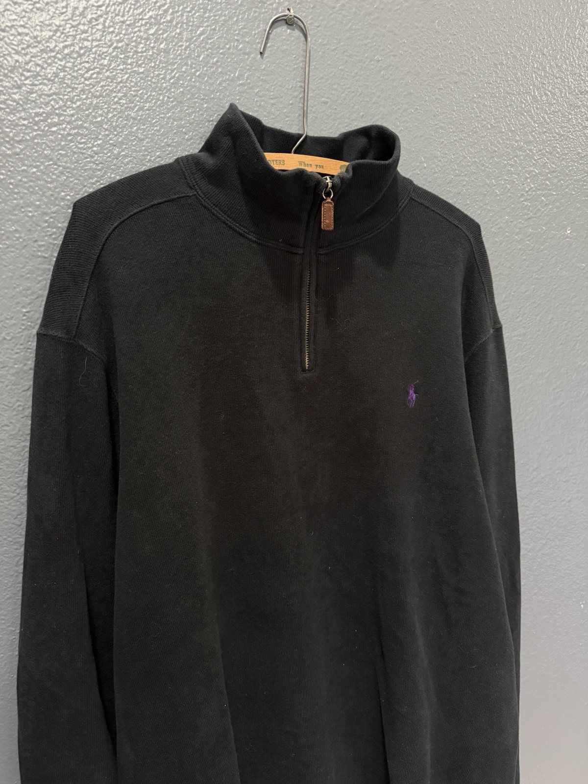 Vintage Polo Ralph Lauren Black Cotton Quarter Zip Long Sleeve Shirt XL Men’s