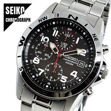 SEIKO CHRONOGRAPH Chronograph Japanese Movement SND375P1 Black x Silver Metal Ba