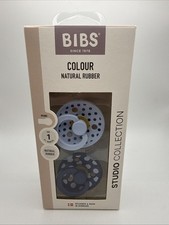 BIBS Colour Collection Round Nipple Latex Pacifiers BPA-Free Size 1 Blue 2pk
