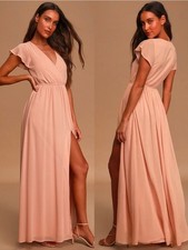 Lulus Lost in the Moment Blush Maxi Dress S