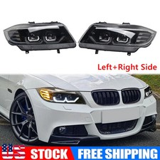 For Bmw 3-series E90 E91 2005-2008 Black Front Headlight Led 3d Crystal U-halo
