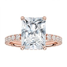 1.75-5.75 CT Hidden Halo Radiant Cut Lab Grown Diamond Engagement Ring in 14k RG